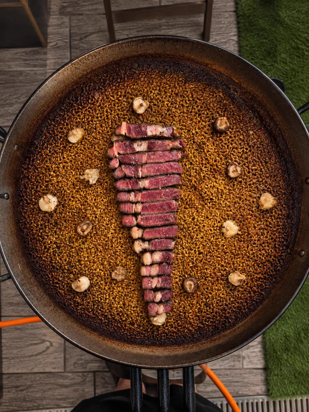 Arroz de chuletón madurado con setas